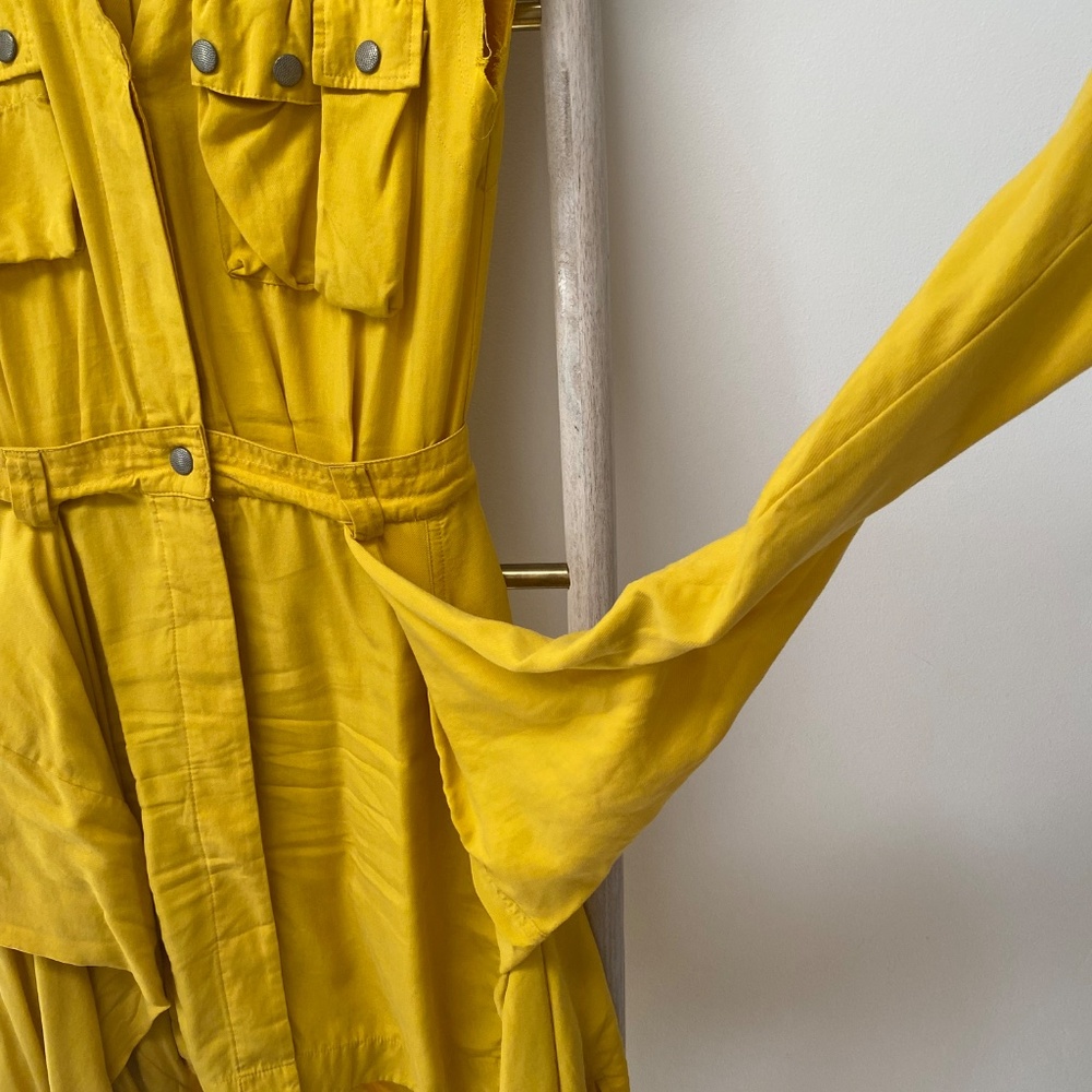 Diesel Mustard Sleeveless D-Giuditta Tie-Front Casual Rocker Dress Size XS Italy - Picture 9 of 16